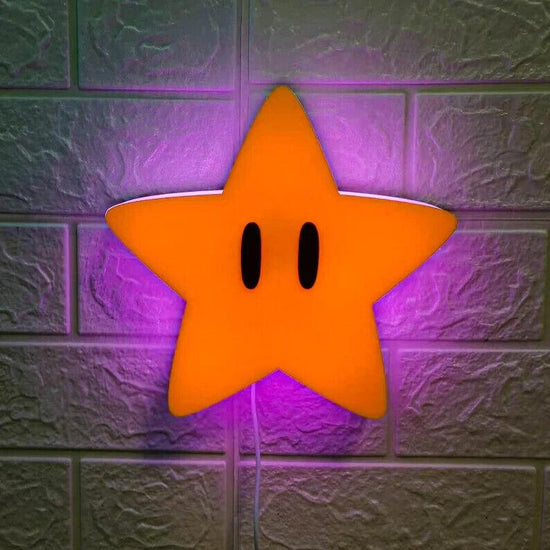 Super Star Super Mario Lamp Lightbox 11-18RGB,3D printing,Man cave,game - FYLZGO Signs