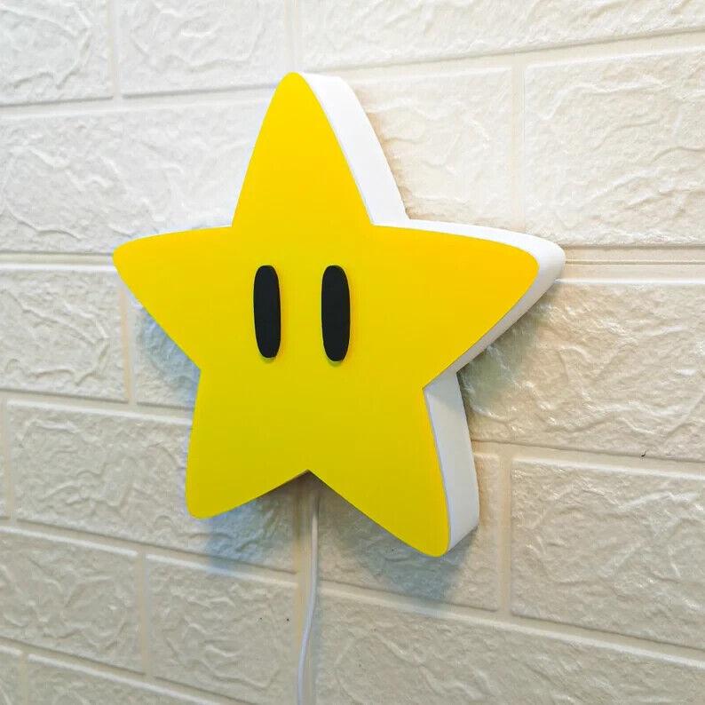 Super Star Super Mario Lamp Lightbox 11-18RGB,3D printing,Man cave,game - FYLZGO Signs