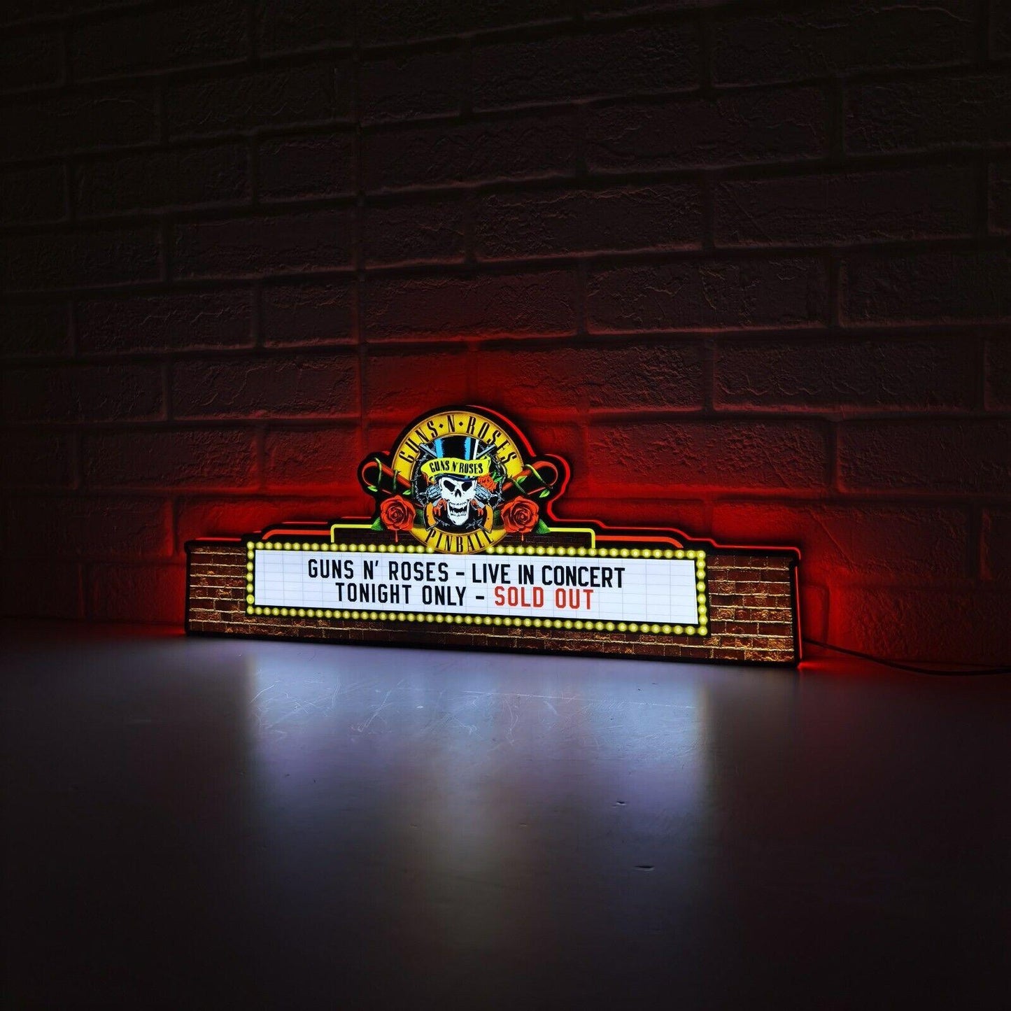 Rare Guns N' Roses LED Lightbox Pinball Top Rock Your Game - FYLZGO Signs