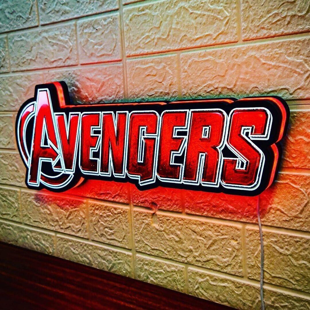 Avengers Logo LED Light Box Superhero Marvel Decoration Dimmable USB Powered - FYLZGO Signs