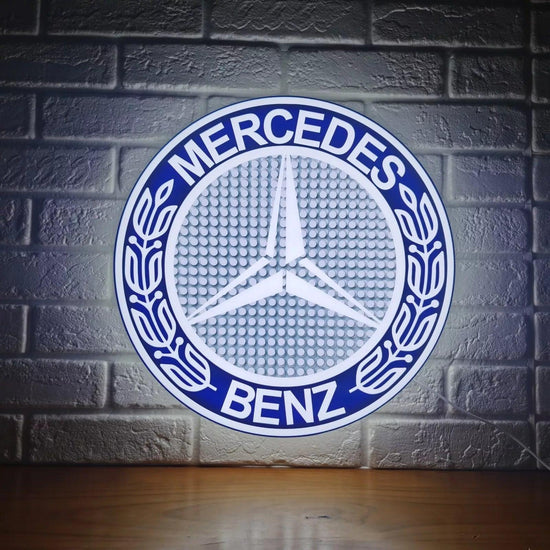 Mercedes Benz LED Light Box, Stylish USB Power Delivery, Home Decoration, Man Cave Logo - FYLZGO Signs