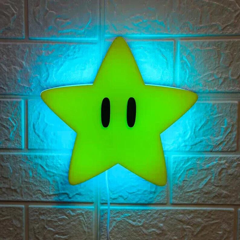 Super Star Super Mario Lamp Lightbox 11-18RGB,3D printing,Man cave,game - FYLZGO Signs