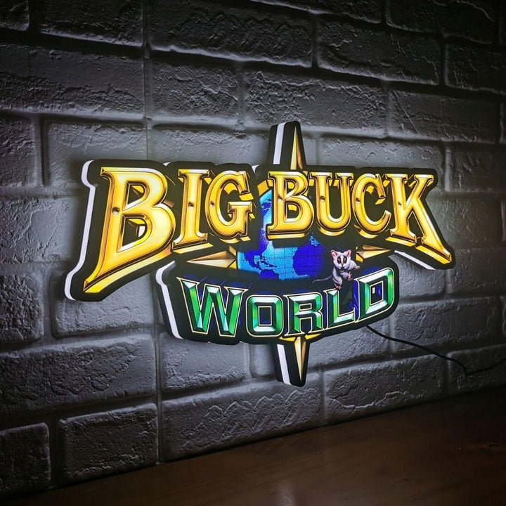 Big Buck World Vintage 3D Printed LED Lightbox Sign Wall Art Decor fan cave - FYLZGO Signs