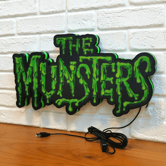 The Munsters Logo LED Lightbox Fully Dimmable & Powered by USB - FYLZGO Signs