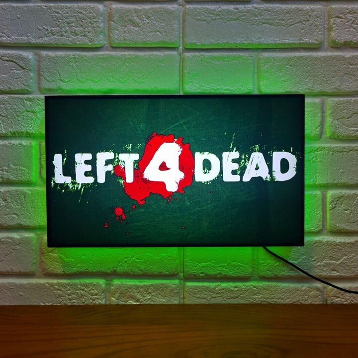 Left 4 Dead LED Light Dimmable and USB Powered Game Room Decor, Man Cave Sign 3D Lightbox - FYLZGO Signs