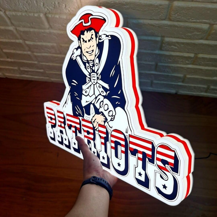 New England Patriots Retro Logo 3D Fully Dimmable USB Power - FYLZGO Signs