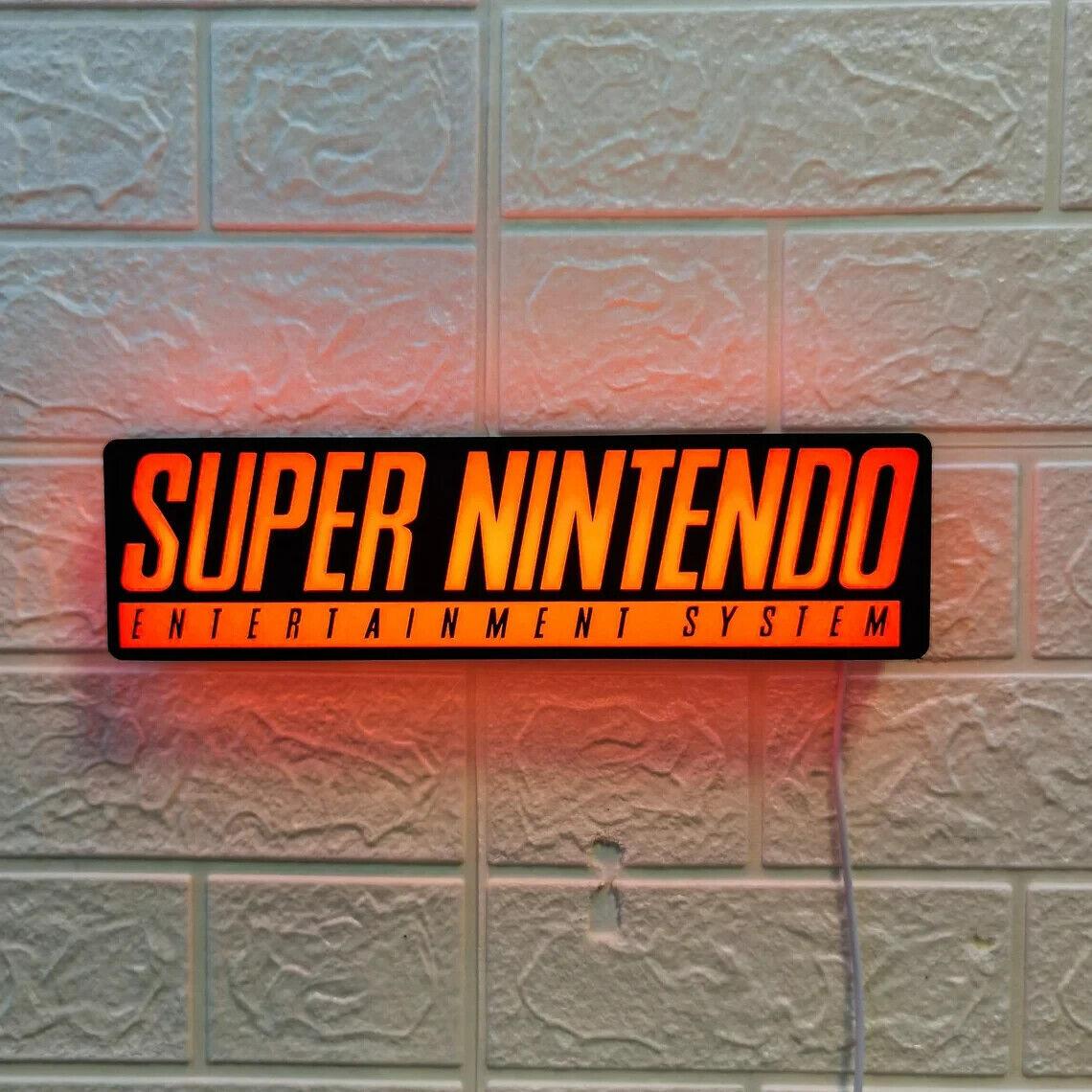 Boîte à lumière LED pour jeu vidéo SNES, idéale pour la décoration de la salle de jeu, panneau Nintendo pour Man Cave