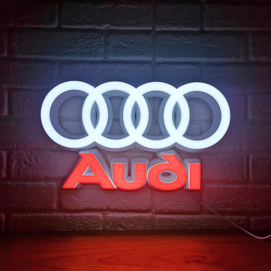 Audi LED Logo Lamp High-Quality Car Decor Great Gift for Audi Enthusiasts - FYLZGO Signs
