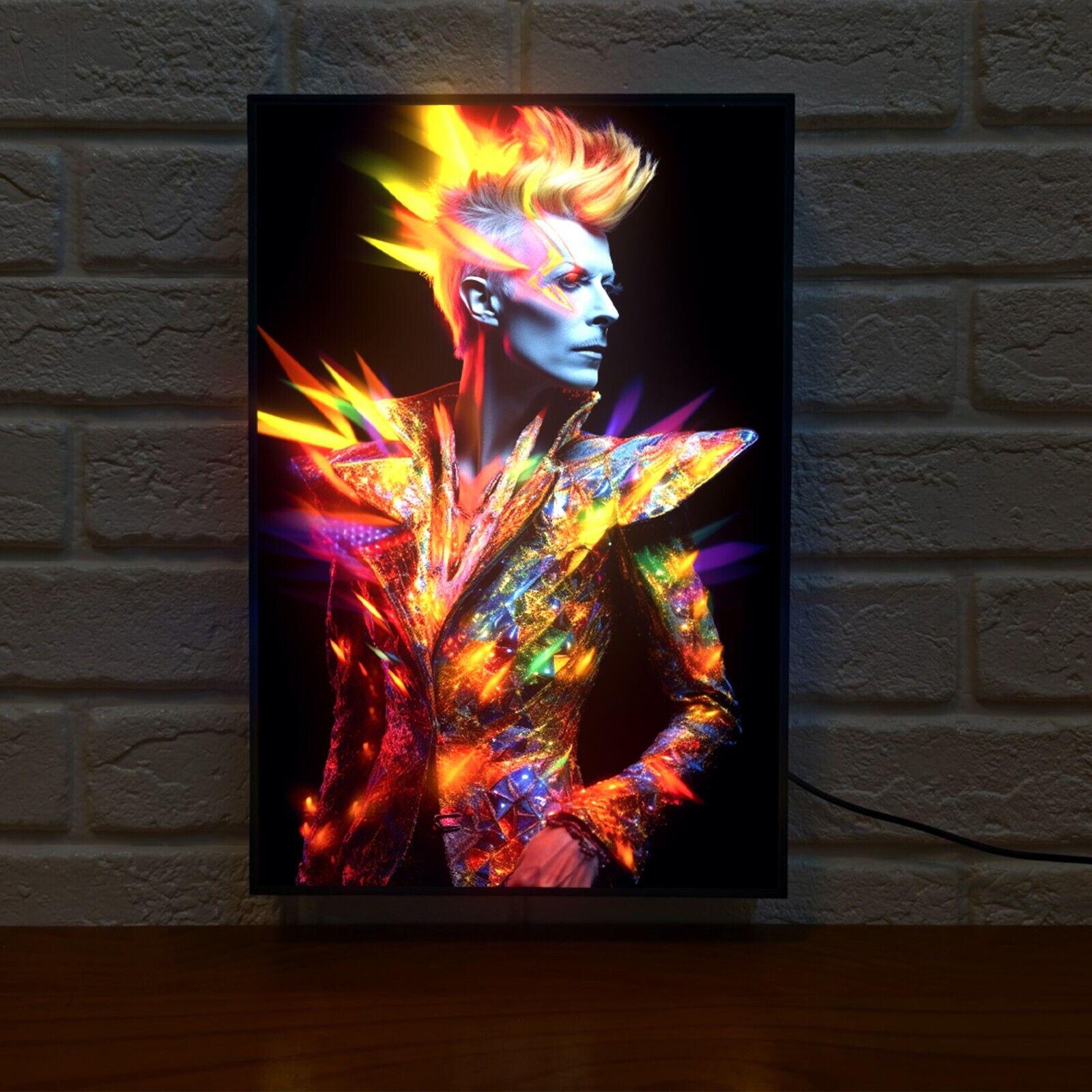 Custom David Bowie Emotional Eyes and Modern Fluorescent Art Illuminated Canvas Lightbox - FYLZGO Signs