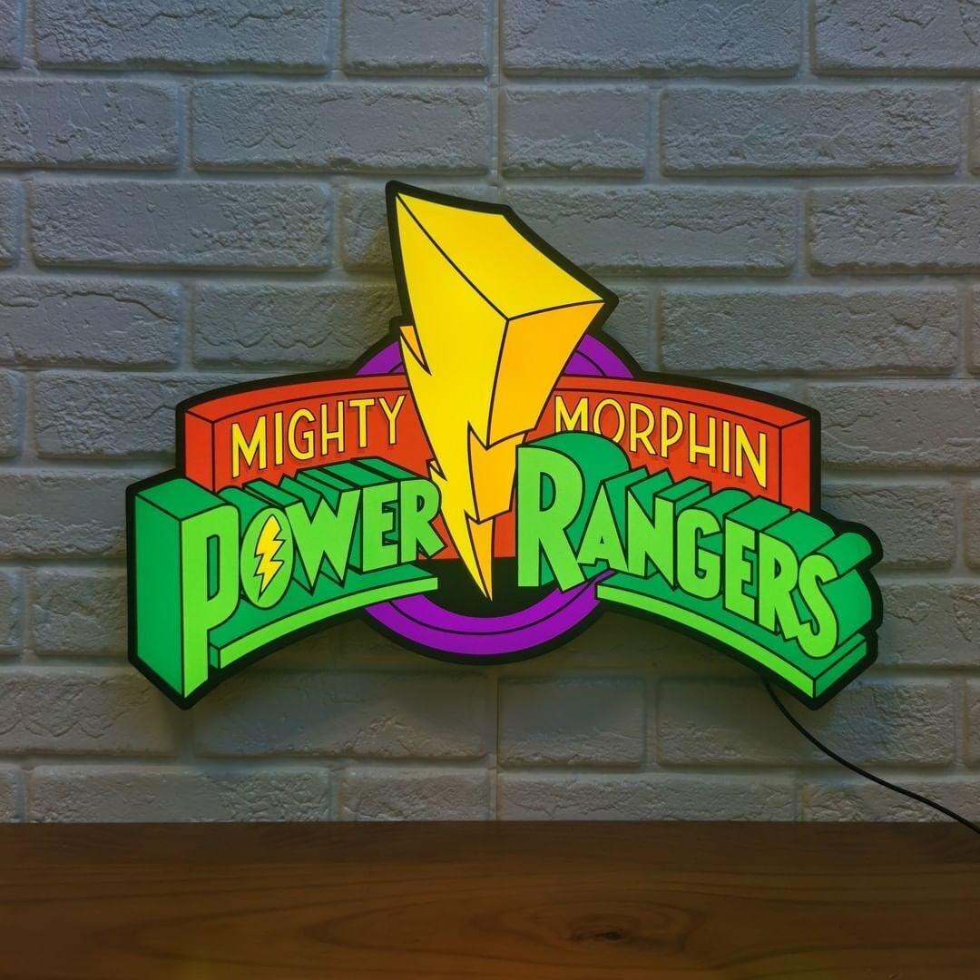 Mighty Morphin Power Rangers 3D Printed LED Lightbox Sign | Wall Art | Fan Cave