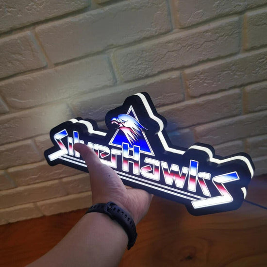 SilverHawks 3D Printed LED Sign Quicksilver Thundercats 80's Classic Mancave 3d Lightbox - FYLZGO Signs