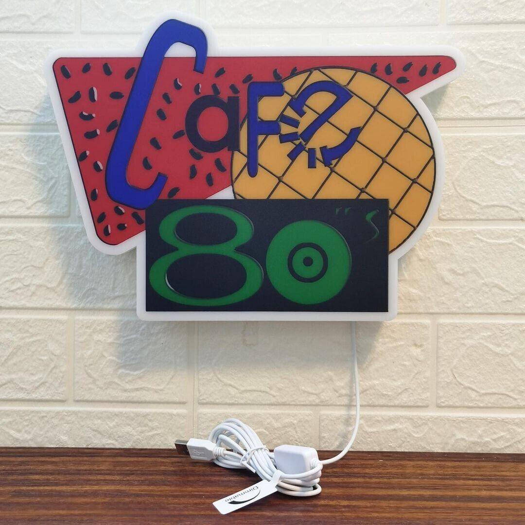 Cafe 80s 3D Printed LED Sign Powered by USB Back to the Future For the True Fans - FYLZGO Signs