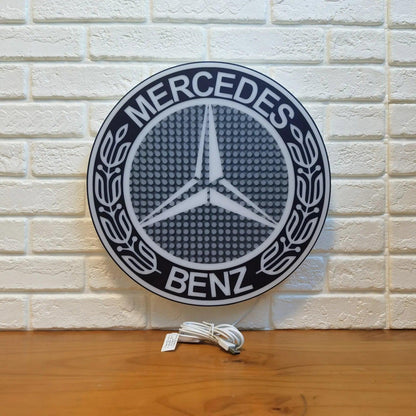 Mercedes Benz LED Light Box, Stylish USB Power Delivery, Home Decoration, Man Cave Logo - FYLZGO Signs