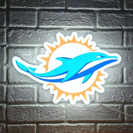 Miami Dolphins LED Lamp Officially Licensed NFL Team Logo Night Light - FYLZGO Signs