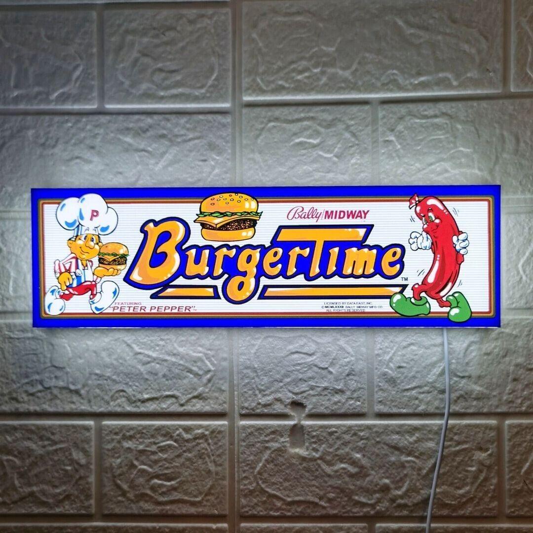 Burger Time LED Lamp Vintage Arcade Game Room Decor Lightbox Perfect for Any Fan - FYLZGO Signs