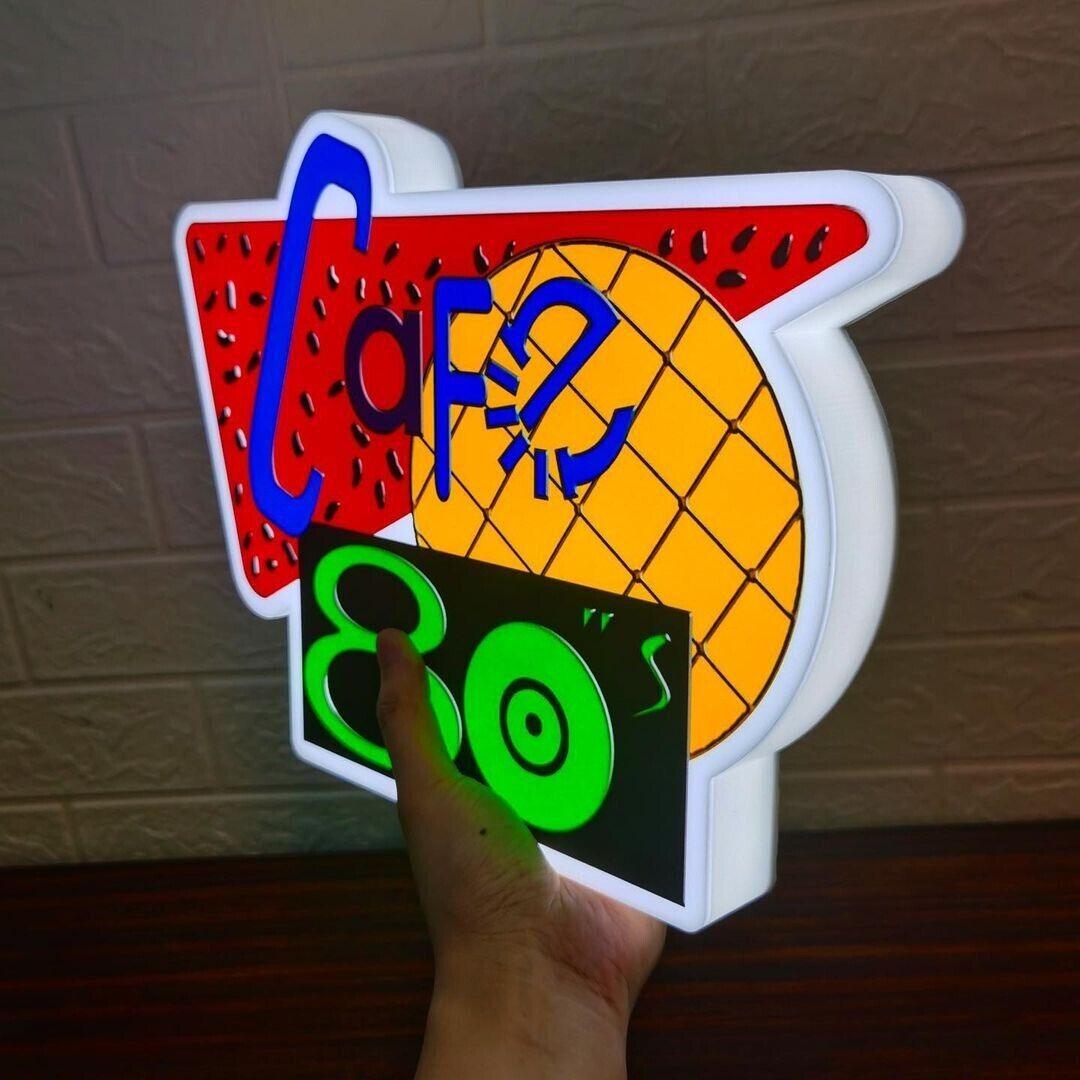 Cafe 80s 3D Printed LED Sign Powered by USB Back to the Future For the True Fans - FYLZGO Signs