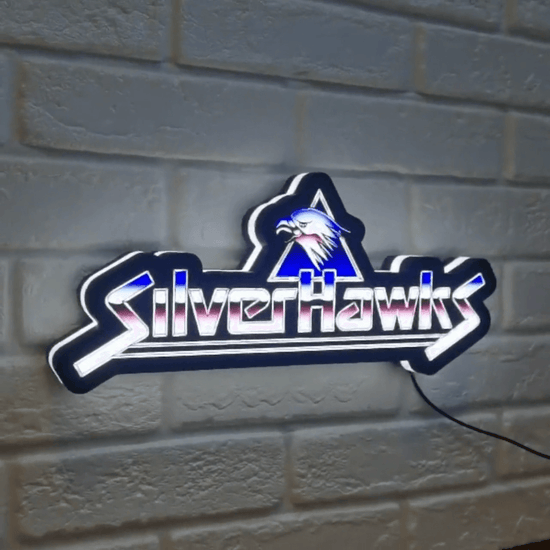 SilverHawks 3D Printed LED Sign Quicksilver Thundercats 80's Classic Mancave 3d Lightbox - FYLZGO Signs