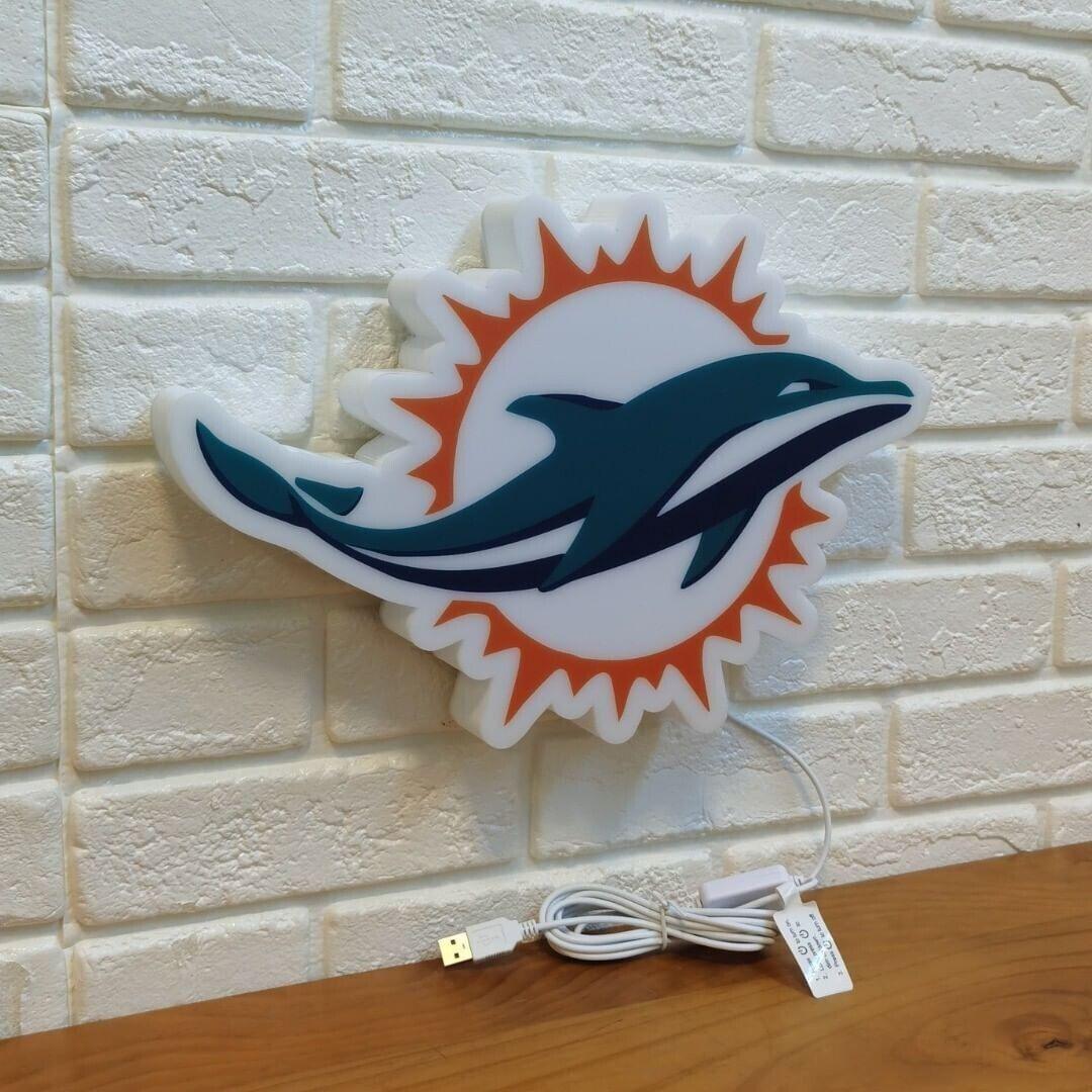 Miami Dolphins LED Lamp Officially Licensed NFL Team Logo Night Light - FYLZGO Signs