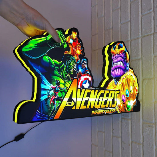 Avengers Infinity Quest Pinball Top LED Light Box Boost your gaming XP - FYLZGO Signs