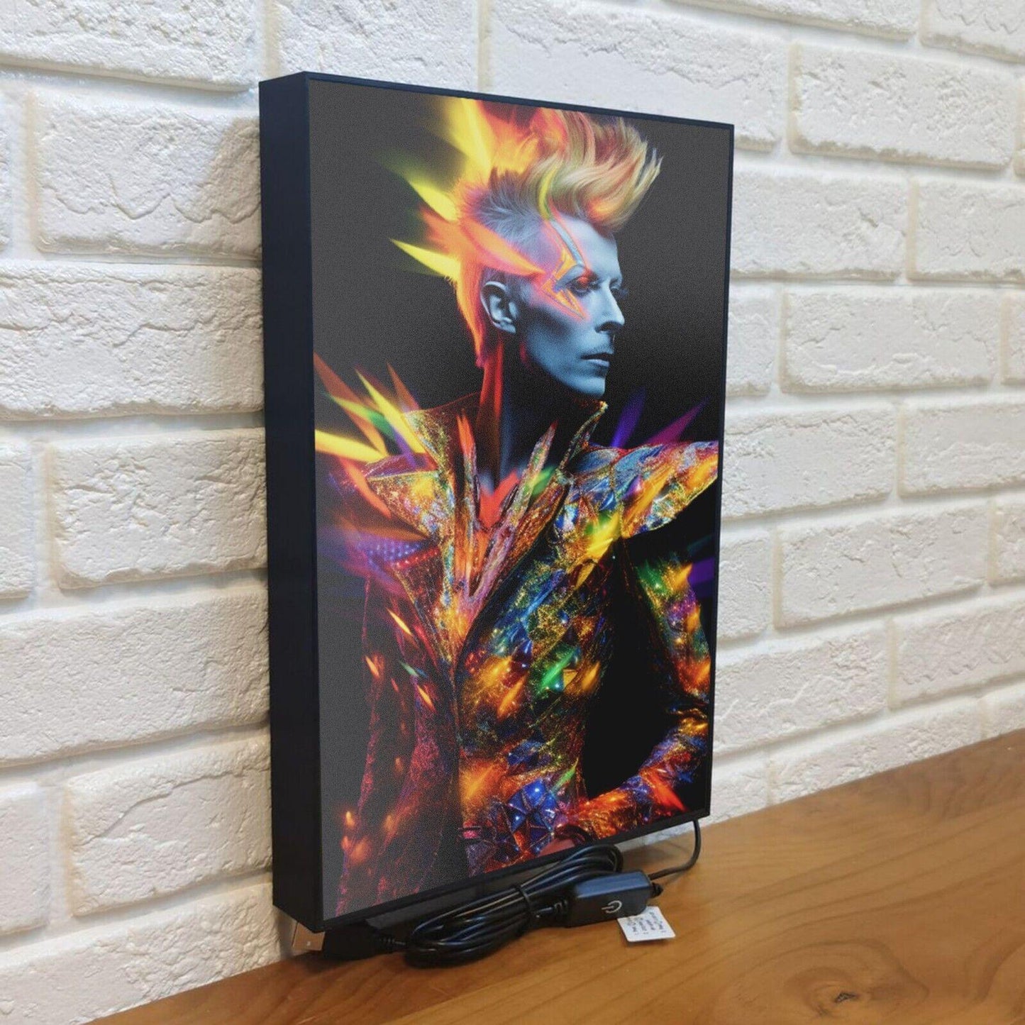Custom David Bowie Emotional Eyes and Modern Fluorescent Art Illuminated Canvas Lightbox - FYLZGO Signs