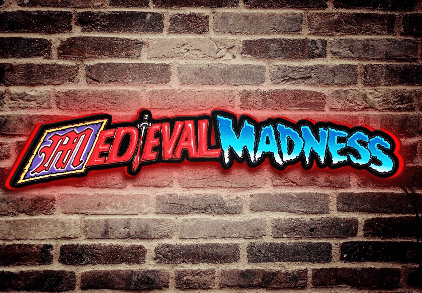 Medieval Madness Sign Pinball Top LED Light Box Enhance Your Game Room - FYLZGO Signs