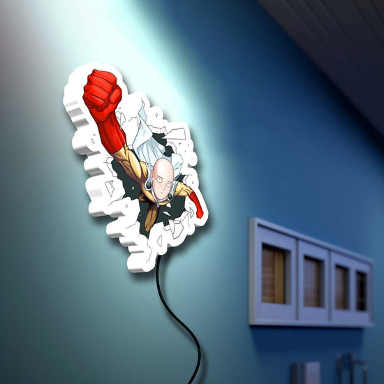 Saitama Breaking Wall LED Sign Dimmable with On/Off Button, Powered by USB - FYLZGO Signs