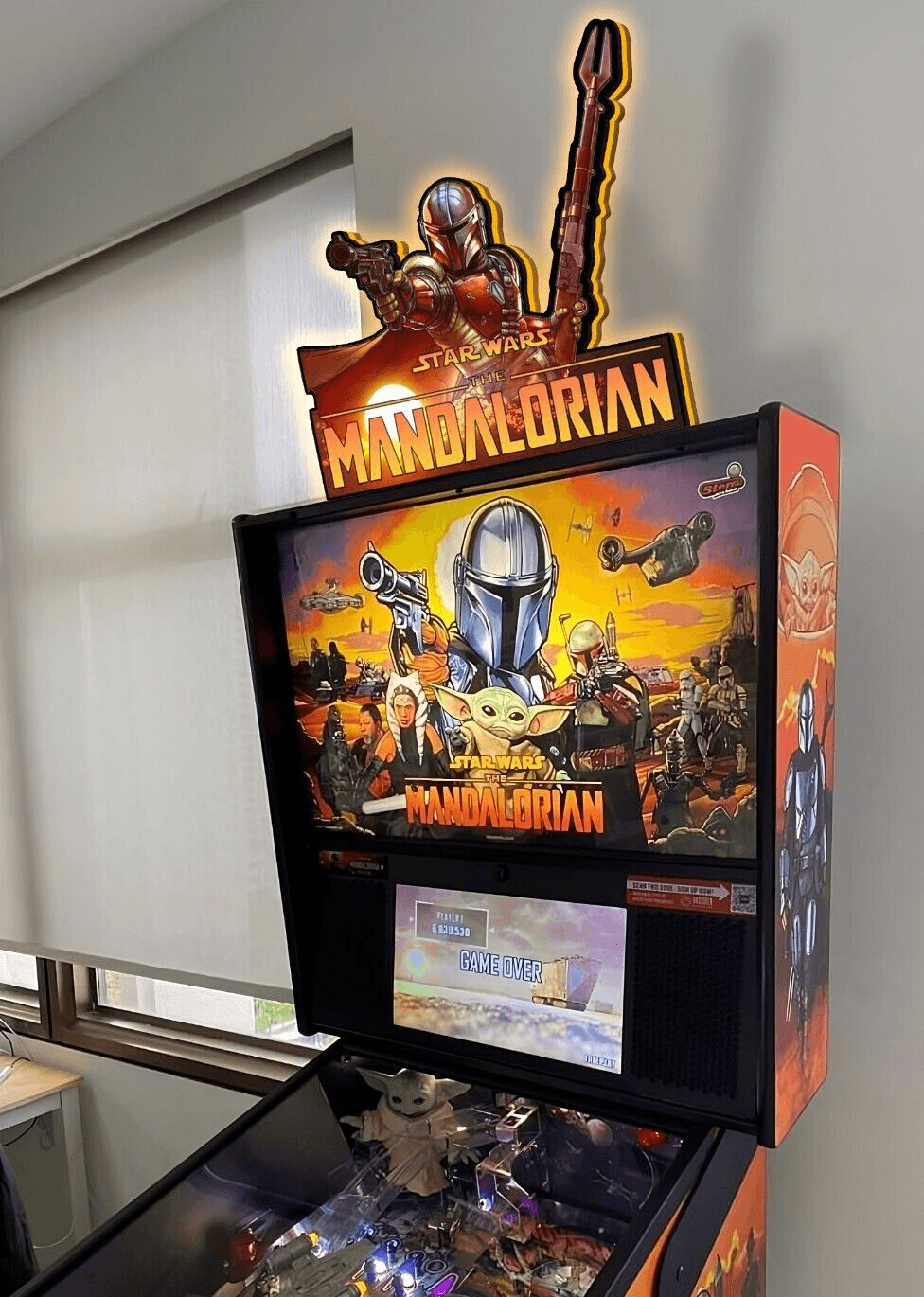 Rare The Mandalorian Pinball Topper LED Lightbox -Enhance Your Star Wars Journey - FYLZGO Signs