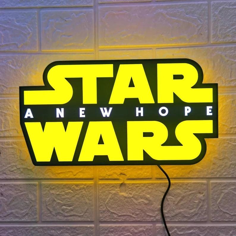 Star Wars A New Hope 3D Imprimé Lightbox fait à la main, Star Wars Led Wall Sign, Cadeau pour les fans de Star Wars