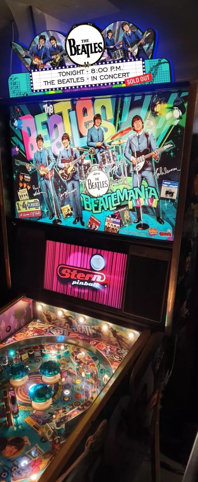 Rare The Beatles Pinball Topper LED USB Dimmeable Limited Edition Led Lightbox