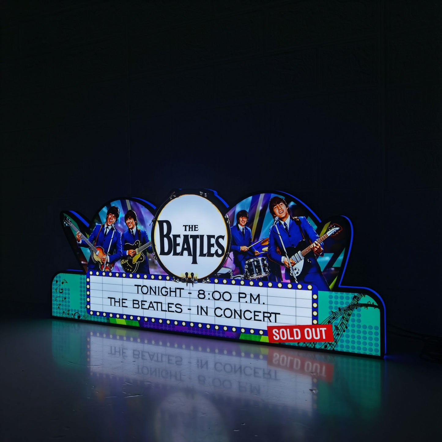 Rare The Beatles Pinball Topper LED USB Dimmeable Limited Edition Led Lightbox