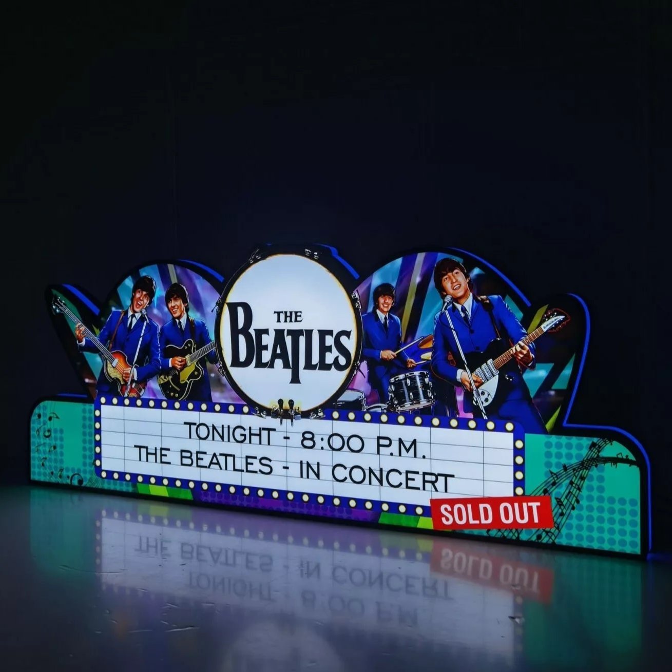 Rare The Beatles Pinball Topper LED USB Dimmeable Limited Edition Led Lightbox