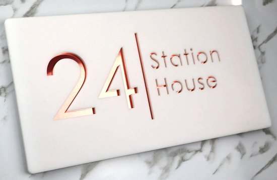 Laser Cut House Signs Matt Black & Gold Door Numbers Address Plaque Number